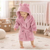 18C852: Baby Dusky Pink Hooded Dressing Gown (6-24 Months)